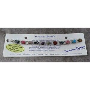 VTG Multi Gemstone USA Bracelet New Old Stock on Card by Innovative Creations 7”